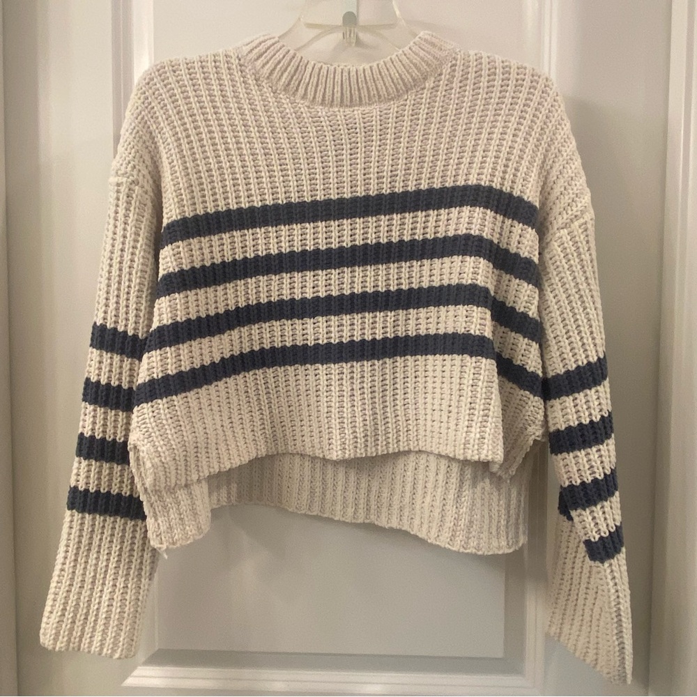 Pink Rose Cream and Navy Striped Sweater Size XS